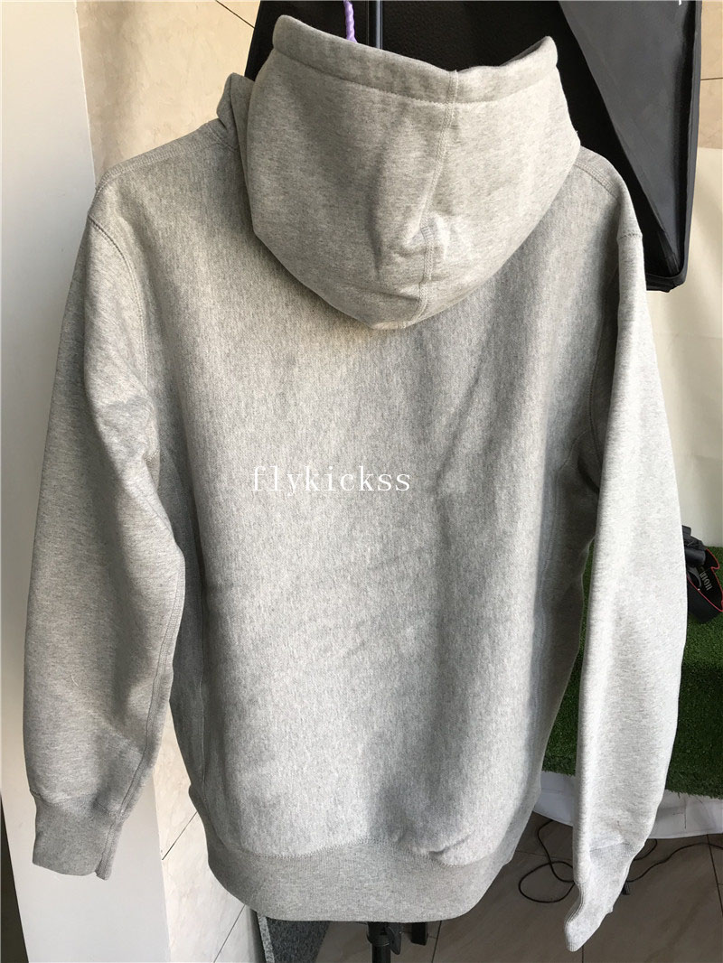 Supreme Grey Hoodie With Orange Box Logo